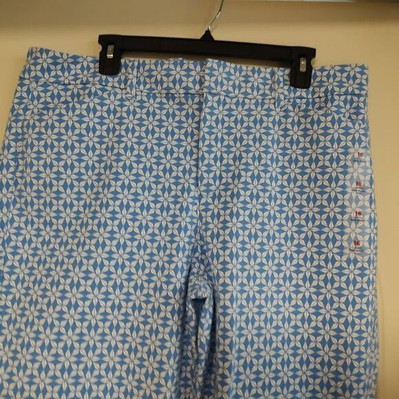 New Old Navy Blue White Designed High Rise Pixie Skinny Ankle Pants Women's 16 - Picture 2 of 3